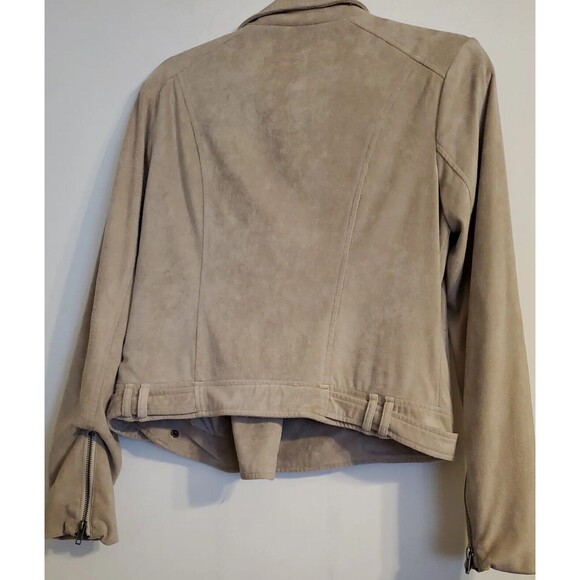 Cupcakes And Cashmere Beige Faux Suede Motorcycle Jacket Coat Size Small - Picture 2 of 7